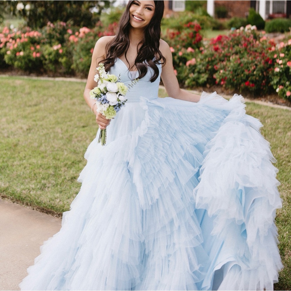 Sherri hill prom dress in the color blue and style #55639